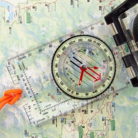 Sun Company ProSight Sighting Map Compass with Adjustable Declination - Handheld Orienteering Baseplate Compass for Hiking, Backpacking, and Survival Navigation