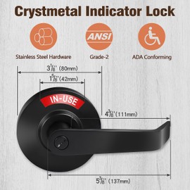 Crystmetal Privacy Indicator Lever Lock, Occupy Door Handle for Bathroom, Commercial Grade, for Restaurant, Office Building, Hospital, Matte Black