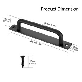 Sliding Door Handles, 2 Pcs Pull Push Door Handles, Stainless Steel Barn Cabinet Door Pull Handles, Silver Kitchen Cupboard Shed Gate Garden Garage Door Sliding Handles with Metal Plates (black)