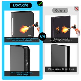 DocSafe Photo Album 4x6 400 Pockets,Fireproof Photo Book with 100 Plastic Sleeves,Large Capacity Binder Protect Family Wedding Anniversary Baby Vacation Pictures,Zipper Closure,2-Inch O-Rings,Black