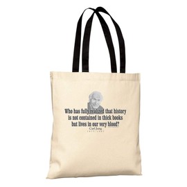 ThinkerShirts Tote Bag - Carl Jung Quote - History is not contained in thick books