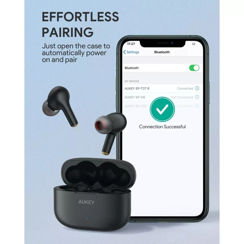 AUKEY EP-T27 Soundstream Wireless Earbuds Noise Cancelling IPX7 - Black