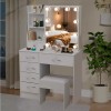 White Dressing Table with 6 Drawer Slide Mirrow and Stool 3