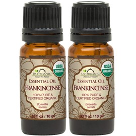 US Organic 100% Pure Frankincense Essential Oil, USDA Certified Organic, Steam Distilled, Boswellia serrata, Origin India, Use Topically or in Diffuser (10 ml, Value 2 Pack)