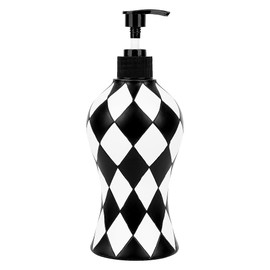 BUNCHBRAVO Elegant Diamond Soap Dispenser | 16oz Hand-Painted Resin Pump Bottle | Modern Minimalist Bathroom, Kitchen, or Vanity Counter Decor