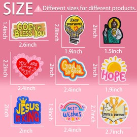CXWLJL 45PCS Bible Verse Iron On Patches for Clothes,Christian Sew On Applique Patches for Hat,Backpack,Jackets,Vintage Inspired Embroidery Patch
