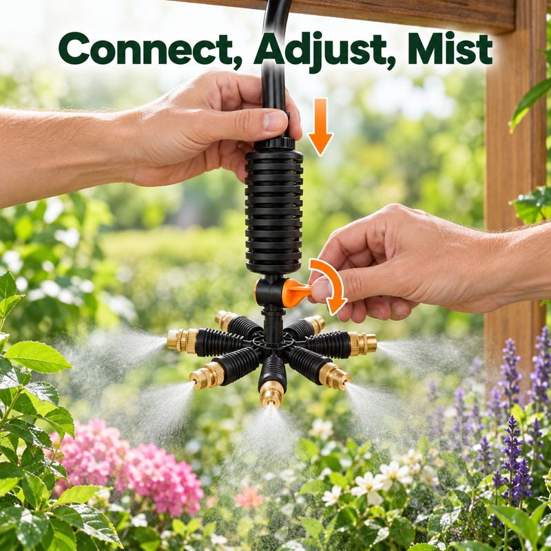 7-Way Garden Misting Nozzle Kit – 7 Brass Sprayers with