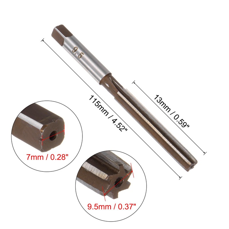 sourcing map Hand Reamer 9.5mm Alloy Tool Steel H8 6