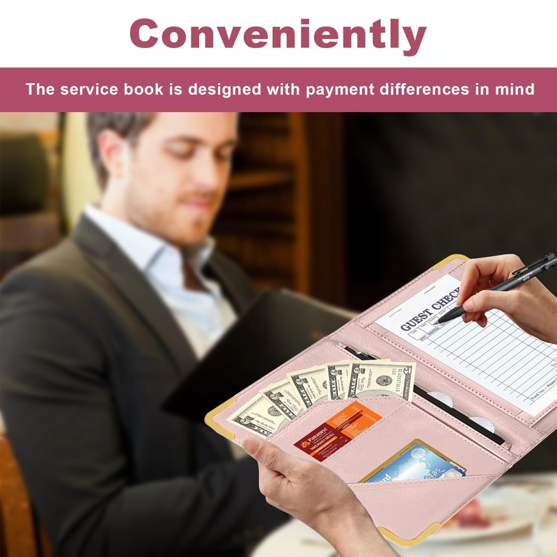 Server Book, Alphabet Waitress Book for Waitress, Leather Waitess Book