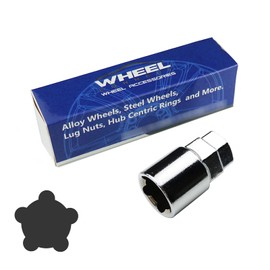 WHEEL CONNECT Lug Nuts Key for Spline Drive Lug Nuts and Bolts, 5 Points Socket，19 mm (3/4”) & 21 mm (13/16”) Hex,Chrome Finish.