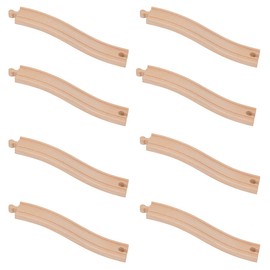 ORBRIUM Premium Wooden Train Ascending Tracks, Pack of 8 Wooden Train Tracks Accessories for Toy Train Set Compatible with All Major Railways Thomas, Brio, IKEA, Melissa and Doug