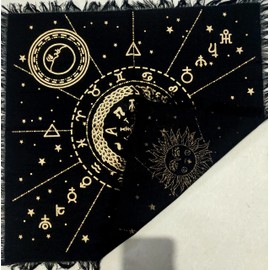 CRAFT KALA Tarot Altar Cloth Cards Divination Special Tablecloth Man Cave pegan Room Bar Home Wall Decor Wiccan Alter Cloths Witchcraft Tentacle Sun Card Table (Gold 12 Constellation), 18 X INCHES