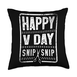 Happy V Day Snip Snip Sterilized man Vasectomy Throw Pillow, 18x18, Multicolor
