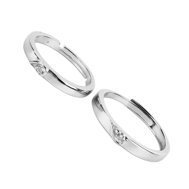 1 Pair Couple Rings Silver Men Women Finger Ring Accessory