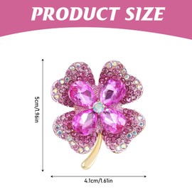 Wekuw Four Leaf Clover Brooch Rhinestone Brooch Women's Crystal Brooch Pin Jewellery Retro for Clothes, Bags, Backpack, Hat, Alloy, rhinestone