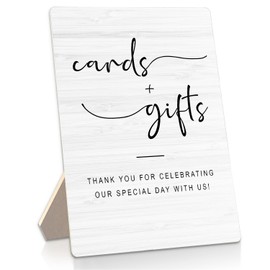 Nrleey Cards and Gifts Sign - Minimalist Wedding Decoration Wooden Sign with Stand, Bridal Shower Baby Shower Favors for Guests, 5x7inch
