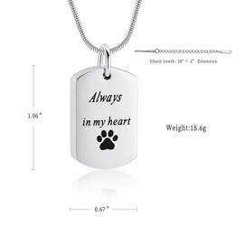 Minicremation Cremation Jewelry Urn Necklace for Ashes for Pet, Paw Print Memorial Ash Jewelry, Keepsake Pendant for Pet's Cat Dog's Ashes with Filling Kit