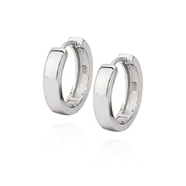 NKlaus Pair of classic folding hoop earrings, 925 silver, square, 18 mm, timeless earrings, 11175, Silver