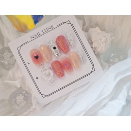 Handmade Nail Tips Bling Pink Nails - I agree to the required reading (exchange, refund, and shipping) / 수제네일팁 블링핑크 네일 - 필독사항(교환환불.발송)동의합니다