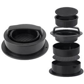 Cast Iron Burger Press Set Compact Meat Press with Clear Grooves Thickened Hamburger Patty Maker,Black