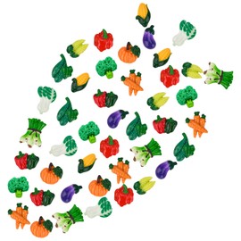 SUNNYCLUE 44 Pcs 11 Types Vegetable Cabochon Acrylic Cabochon Eggplant Resin Cabochon Cabochon Cabochon Carrot Decor Corn Decor Chili Pepper Resin Decor Parts Macaron Charm Chinese Cabbage Resin