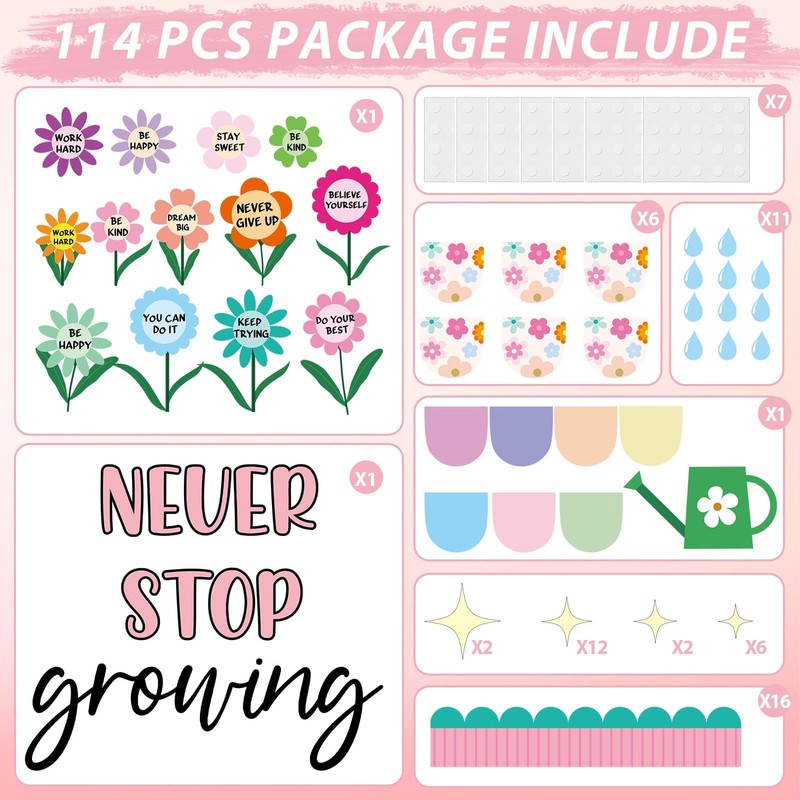 Spring Never Stop Growing Bulletin Board Classroom Decoration Grow Flower