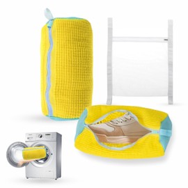 BEYOND HAMZI Shoe Washing Machine Bag - 2pc Reusable Laundry Shoe Bags for Washer & Dryer with 1pc Drying Net Bag, Protective Mesh for Sneaker