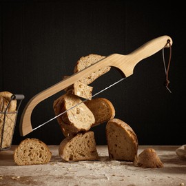 LLOTUS Bread Knife Package Slicer for Sourdough Bread, 16.5" Premium Wooden Bow Design, Premium Stainless Steel Serrated Saw, Cutter for cutting Loaf, Sandwich, Bagels, Homemade Bread (Birch)