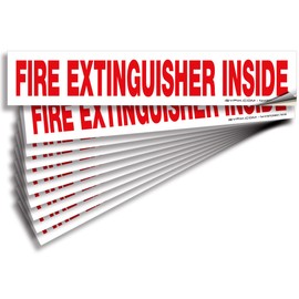 iSYFIX Fire Extinguisher Inside Signs Stickers for Vehicles – 10 Pack 9x1.7 Inch – Self-Adhesive Vinyl Decals, Laminated for UV, Weather, Scratch, Fade Resistance, for Cars, Trailers, RV's and Trucks