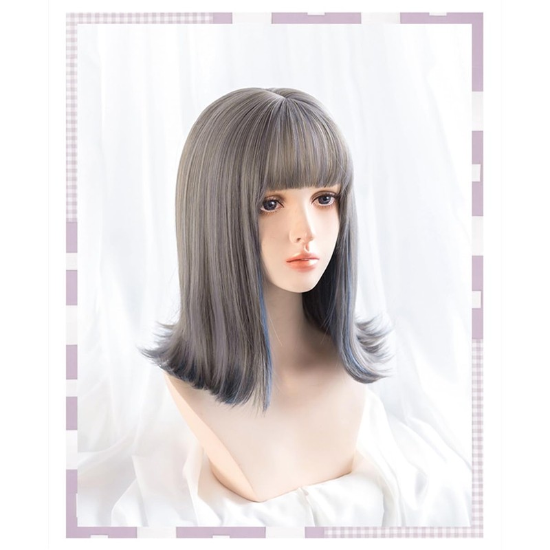 Eileen Gray Blue Wig, Natural Fluffy Feel, Women’s Wig, Straight,
