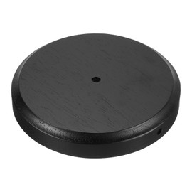 PATIKIL 7.75" x 1.2" Wooden Lamp Base, Round Solid Wooden Base Wood Desk Lamp Display Stand Replacement for Bedroom Bedside Table Lamps DIY, Black