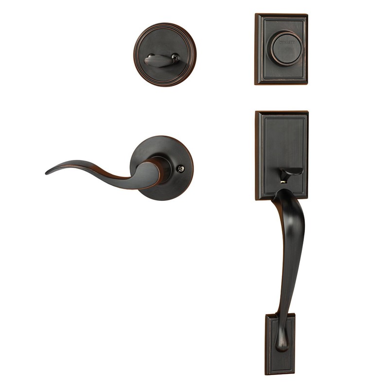 Dynasty Hardware RID-HER-405-12PR Ridgecrest Front Door Dummy Handleset, Aged Oil
