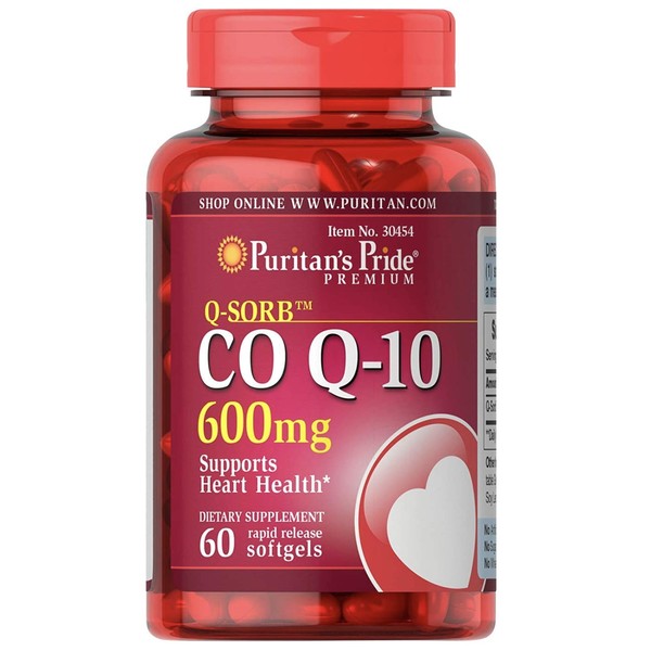 Puritans Pride Q-Sorb CoQ10 600mg, Supports Heart Health,60 Rapid Release Softgels