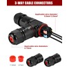 Cexovo Pack of 4 Cable Connectors Waterproof 3-Pin IP68 Underground