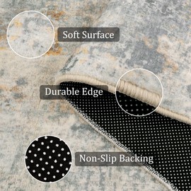 Morebes Modern 2x4 Bathroom Runner Rugs, Washable Abstract Rug Runners for Hallways Non Slip, Small Kitchen Mat Soft Indoor Carpet for Bedroom Entryway Laundry Room, Grey