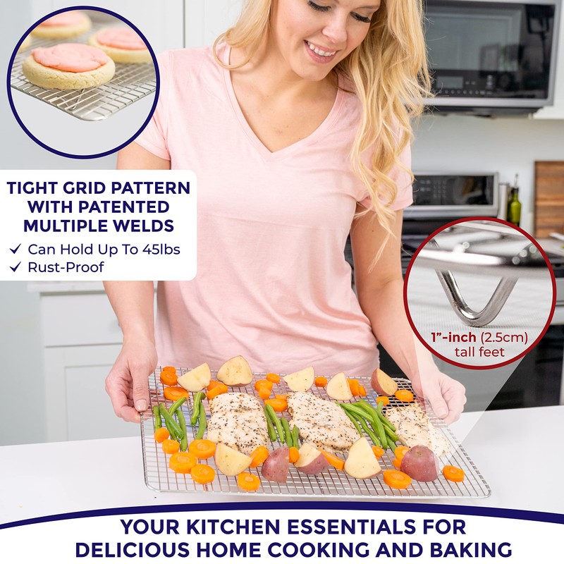 KITCHENATICS Half Sheet Cooling Racks for Cooking and Baking, Stainless