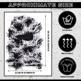 Newcotte 2 Pack Adult Distressed Balaclava Ski Mask Full Face Knitted Balaclava Windproof Cool Ski Mask for Cold Weather(Large,Black Background White Line, Assorted Red)