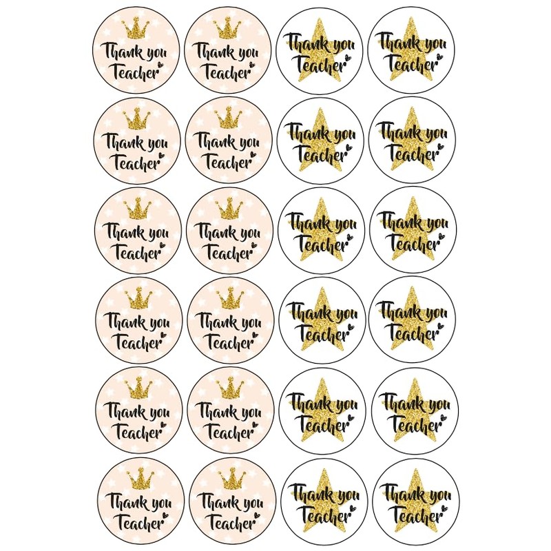 24 x PRE CUT THANK YOU TEACHER STAR IMAGE EDIBLE