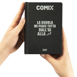 COMIX - Agenda 2027 Giornaliera 16 Mesi, Diario per Scuole Medie e Superiori, con Copertina Rigida, 576 Pagine con Grafiche e Fumetti, Ideale per Ragazzi e Ragazze, Formato Mini 11x15,3 cm
