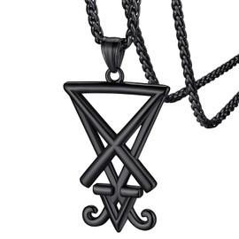 FaithHeart Satan Necklace for Male Punk Gothic Jewelry Satanic Symbol Sigil of Lucifer Pendant Charms for Female