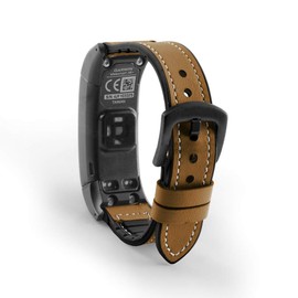 C2D JOY Leather & Silicone Mixed Strap Compatible with vivosmart HR/HR+ Plus Activity Tracker Replacement Band (Brown)