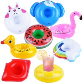 AUYAO Inflatable Drink Holder, Pack of 8 Inflatable Floating Coasters, Pool Drink Holder, Floating Drink Holder, Inflatable Mini Drink Coaster Set for Beach Party, Beach Theme Party
