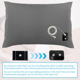 Grounding Pillowcase 20x28 inch, Conductive Mat for Better Sleep Healthy Earth Energy Grey Color with 15 ft Cords and Bracelet（UK Adapter） (Gray)