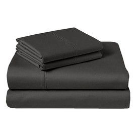 Rajlinen Waterbed Sheets Set - 4 Piece Attached with Fitted Sheet Cool Breathable and Ultra Soft Rich 100% Cotton 15" Deep Pocket Attached Waterbed Sheet Set (Dark Grey Solid, Queen)