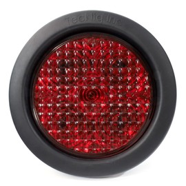 TecNiq T40-RR0A-6 | 4" Round Red LED Stop/Tail/Turn Light – Red Lens, DOT Approved, IP68 Waterproof, Grommet Mount, Amp Connector – 12V (1 Pack)