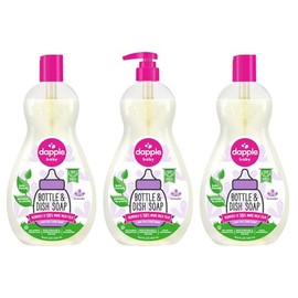 Dapple Baby Bottle and Dish Soap, Lavender Dish Liquid, Plant Based, Hypoallergenic, 1 Pump Included, 16.9 Fluid Ounces (Pack of 3) (Packaging May Vary)