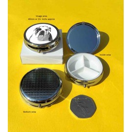 Bulldog Gift. Pill Box in Shiny Silver-Tone Metal. an Beautiful Gift for Many Occasions