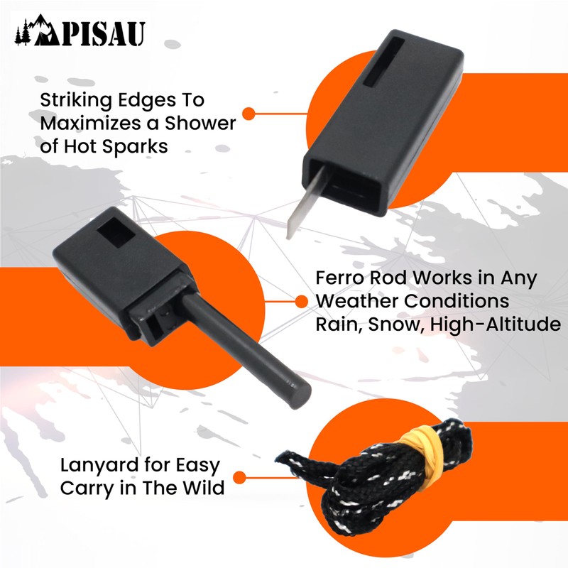 Fire Starter Flint Emergency Waterproof for Camping, Fishing and Hunting