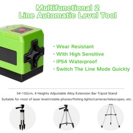 Kreuzlinienlaser, Laser Wasserwaage, Vertikale und Horizontale Laser 15 M Selbstnivellierung Laserwasserwaagenwerkzeug, Linienlaser kreuzlaser Baulaser für Baustellen Inneneinrichtung DIY