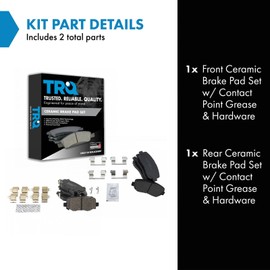 TRQ Front & Rear Brake Pads Ceramic Compatible with 2015-2017 Chrysler 200 2014-2019 Jeep Cherokee